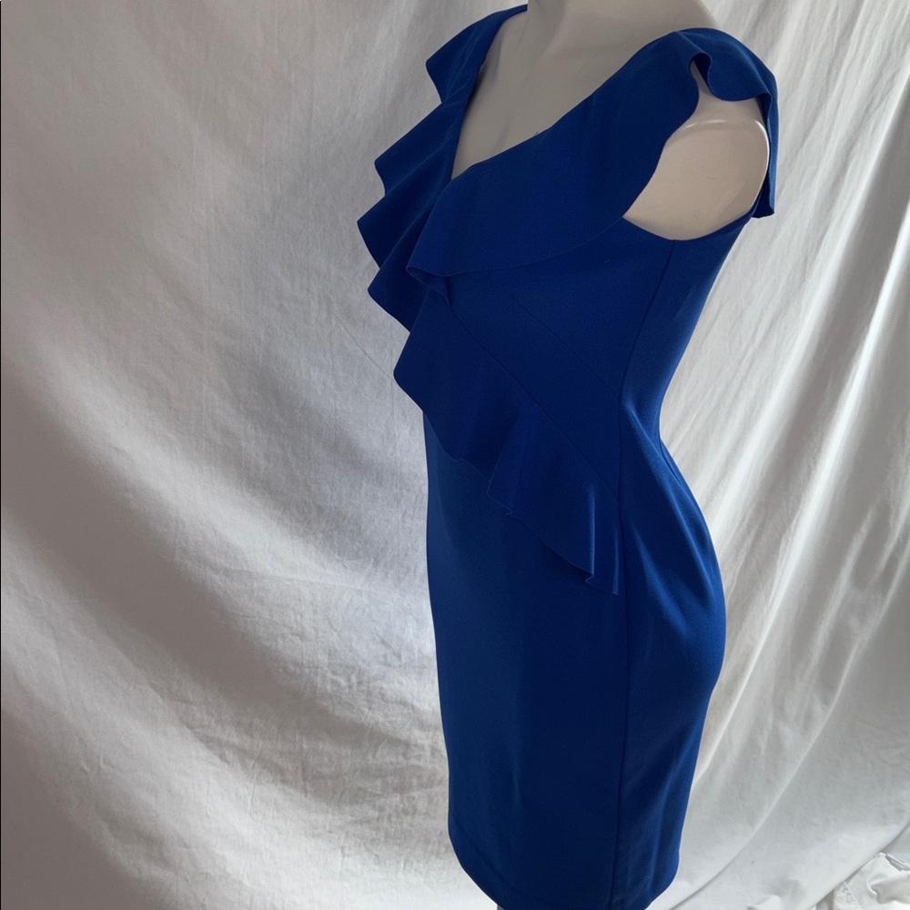 Lauren Ralph Lauren Fitted Asymmetric Ruffle  Sheath Dress